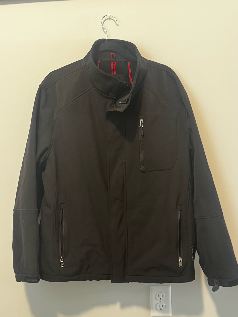 Calvin Klein Men’s XL Softshell Jacket Black Fleece Lined Water Res Windproof